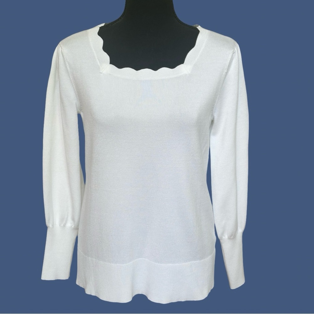 Cable & Gauge White Lightweight Sweater